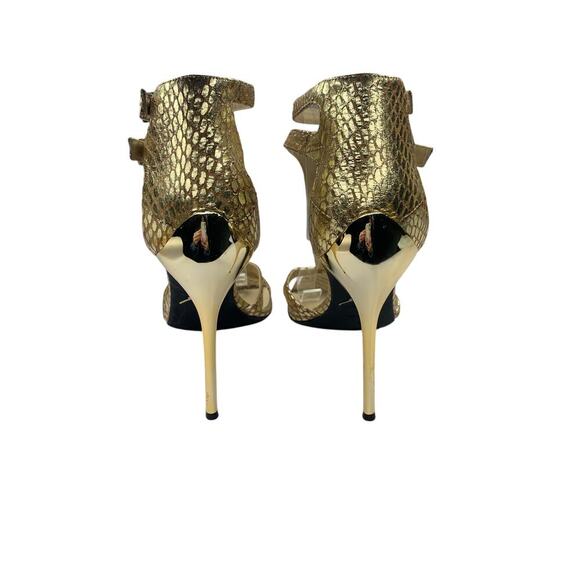 Brian Atwood Gold Snakeskin Heels - Picture 4 of 6